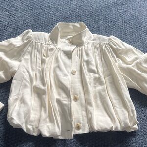 LOFT Cream lined bubble hem jacket